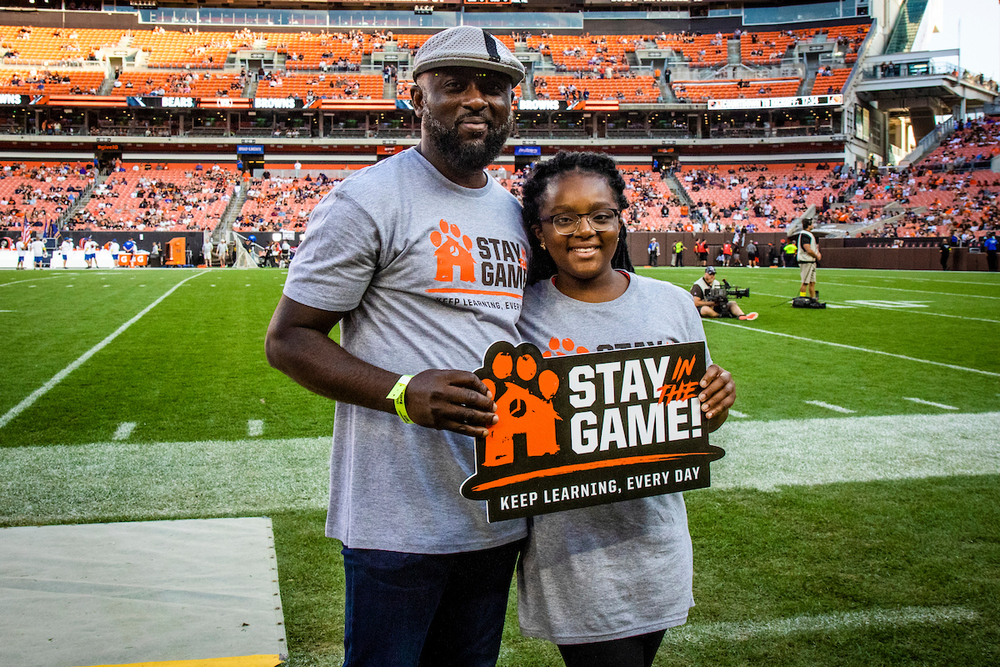 Blessing and her dad at Browns game