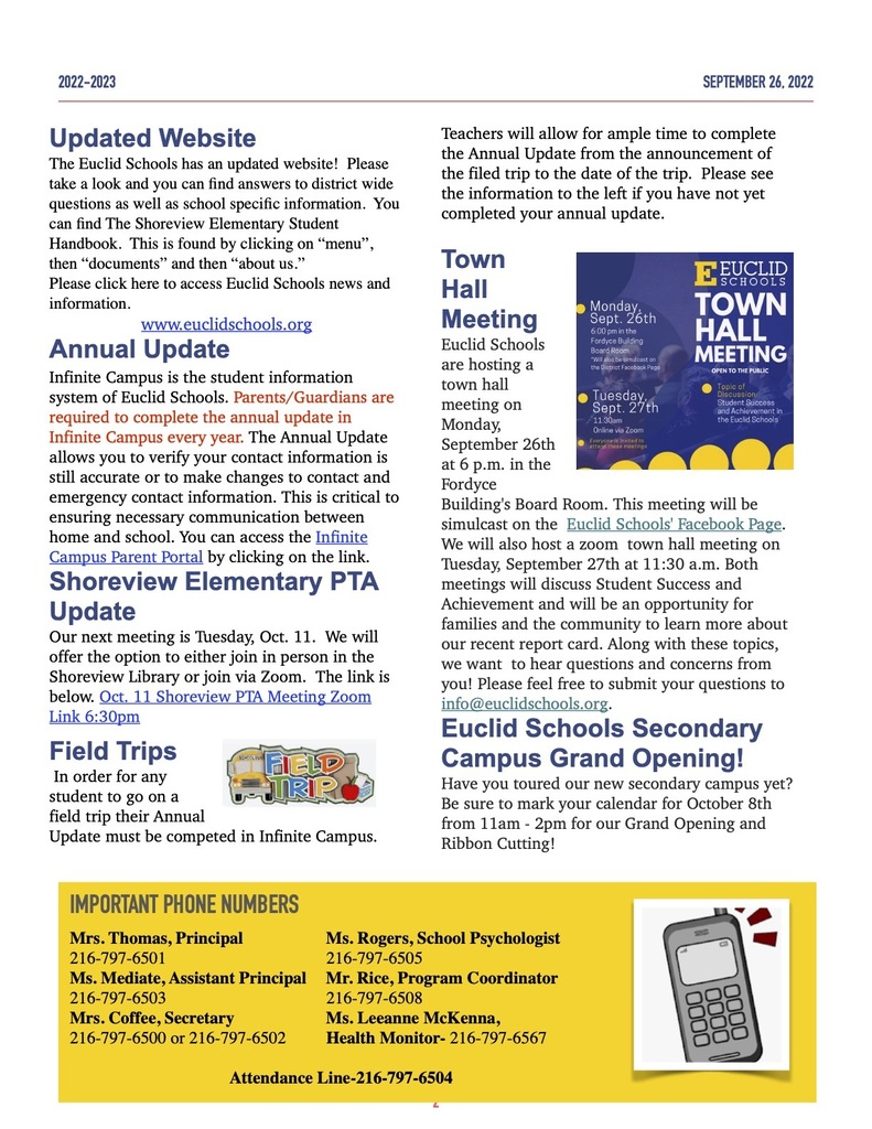 Shoreview Family Newsletter