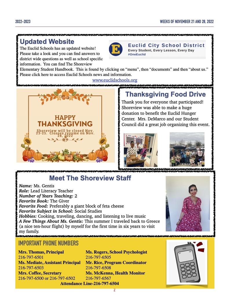 Shoreview Family Newsletter