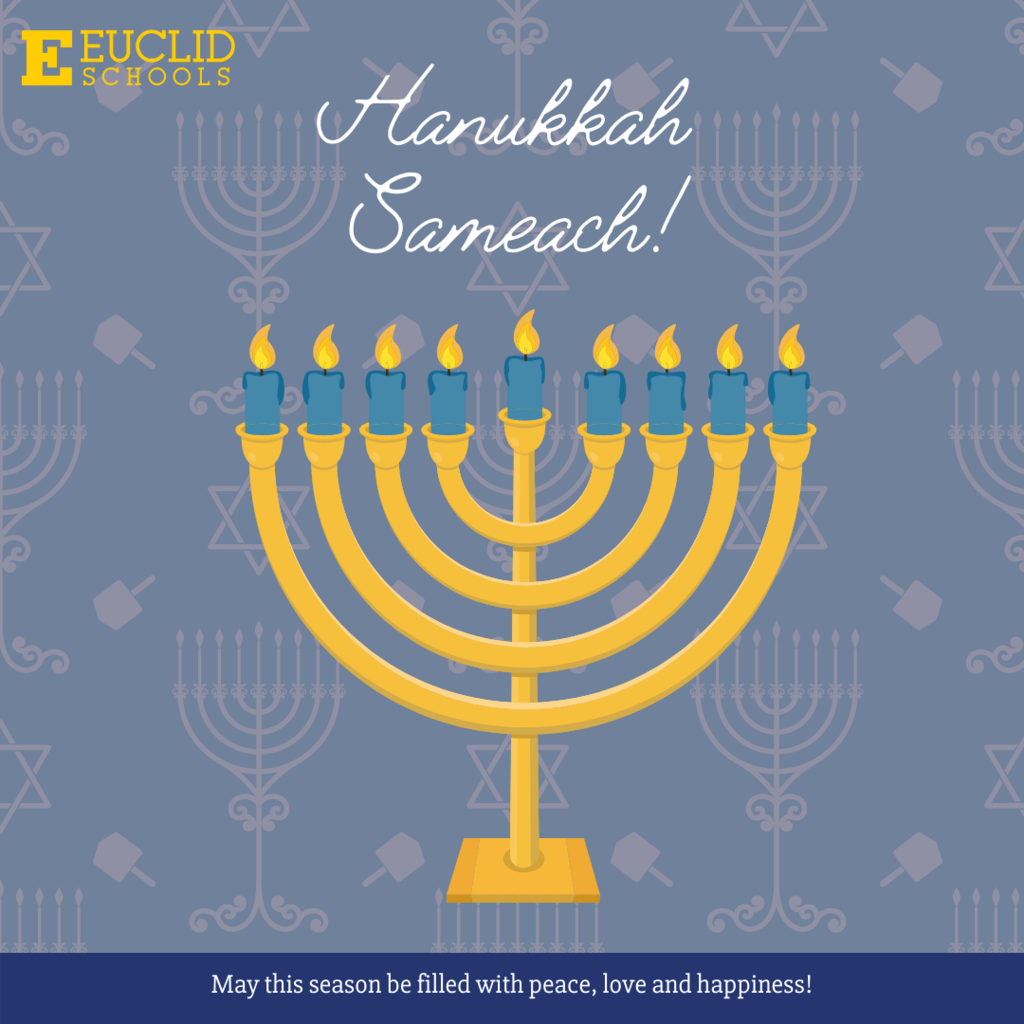 Hanukkah Sameach! With lit Menorah