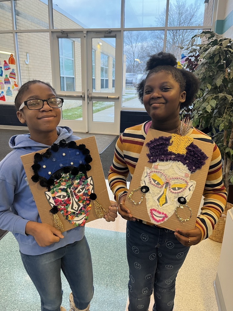 Preparing for Black History Month Art displays! The 5th grade students are creating the most authentic and beautiful African mask! #oneeuclid💙💛